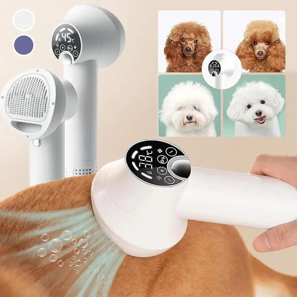 2-in-1 Low Noise Pet Hair Dryer with Slicker Grooming Brush