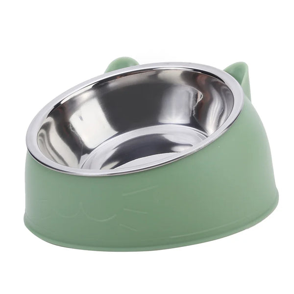 Creative Inclined Stainless Steel Cat Bowl Anti-Slip Puppy Food Feeder