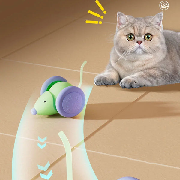 Interactive Electric Mouse Cat Toy with Obstacle Avoidance