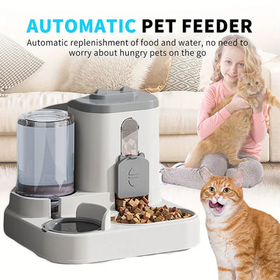 Automatic Pet Food Feeder and Water Fountain Set With Spill-Proof Design